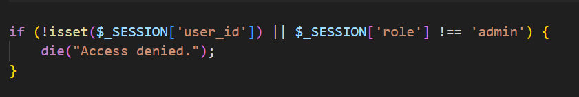 code for admin accessing
